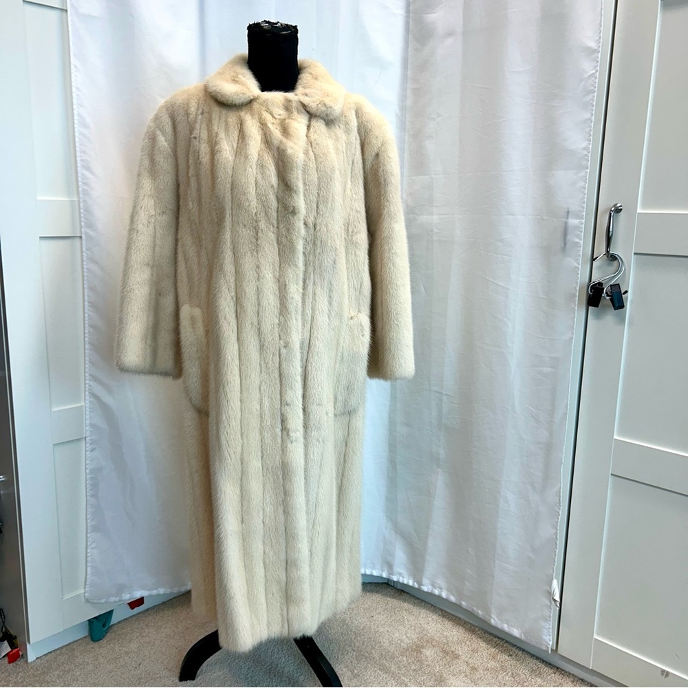 Cream mink long fur coat vintage - Picture 2 of 11
